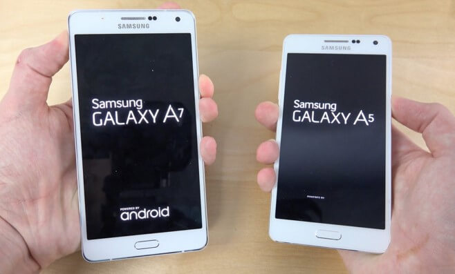 tela dos smartphones android galaxy a5 e a7 samsung galaxy