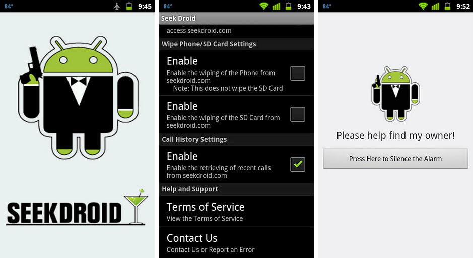 Aplicativo SeekDroid SeekDroid
