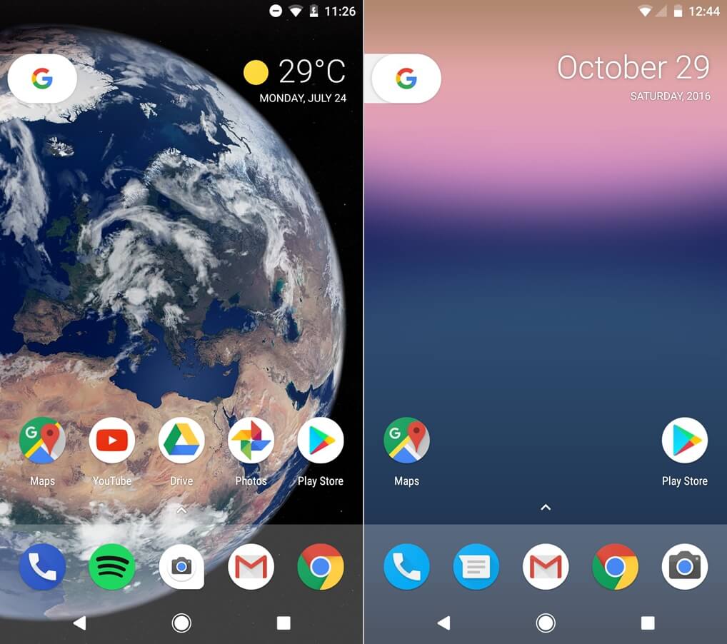 oreo nougat comparação comparação visual