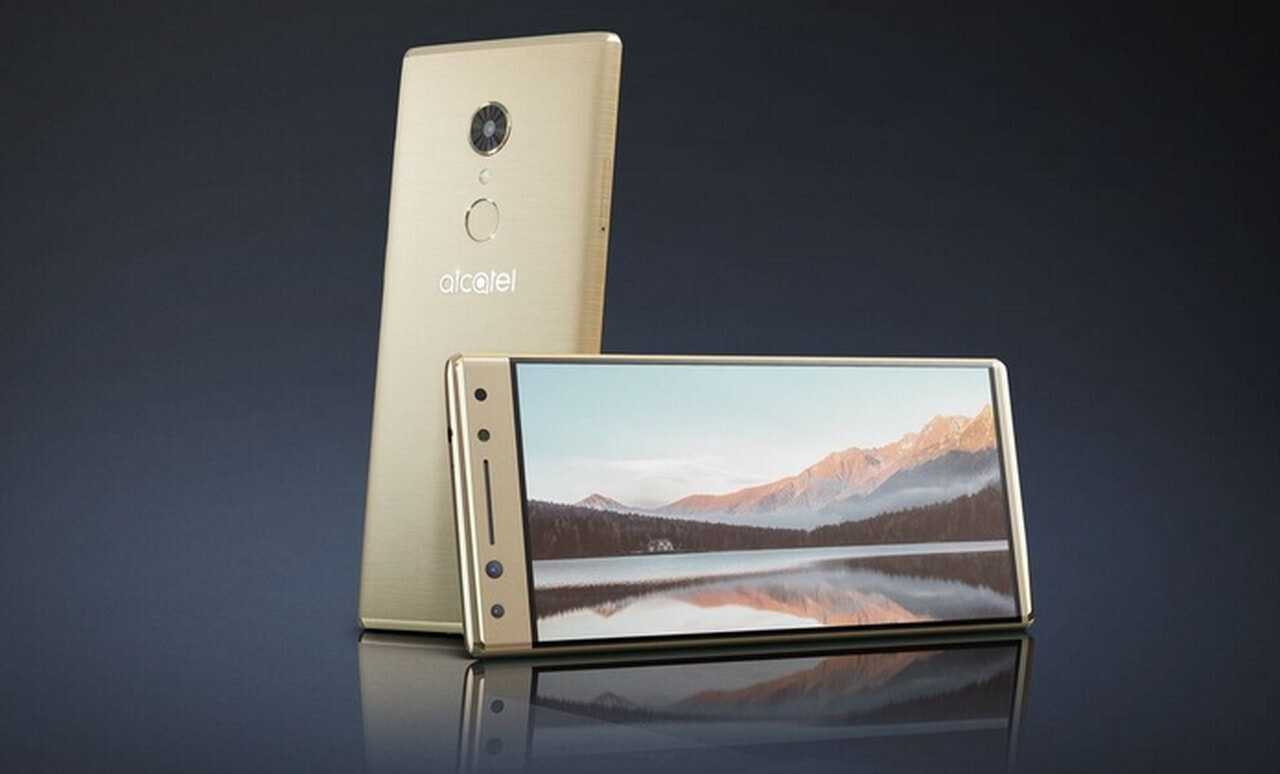 celular alcatel dourado em pé e deitado trocar de celular