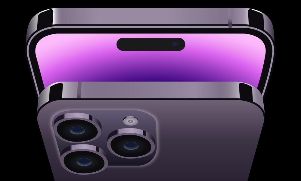 Smartphone da Apple, iPhone 14, visto de cima