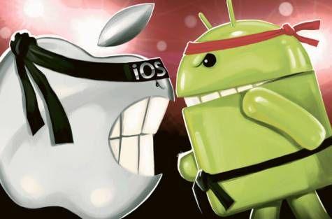 ícones dos sistemas operacionais android e ios lutando
