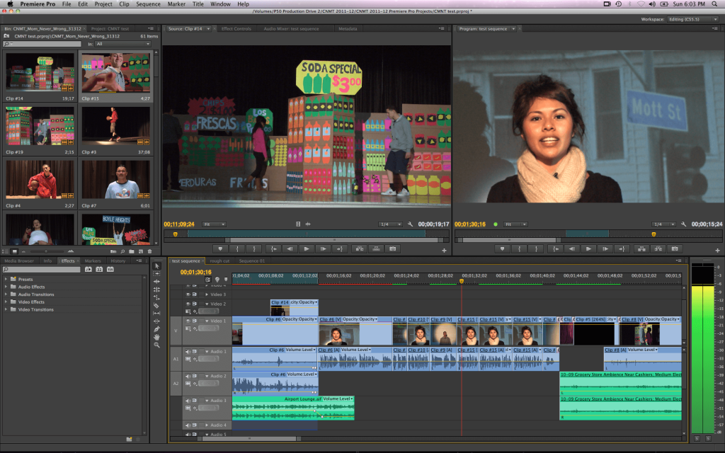 Software Adobe Premiere para edição de vídeos